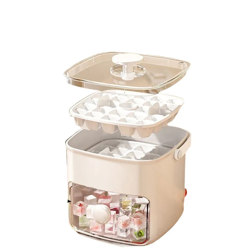 48-compartment Easy Salad Utensils-top Ice Cube Machine - Large Capacity Double-layer Design, Food-grade Plastic Freezer Storage